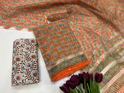 Hand Block Printed Kota Doriya Suit