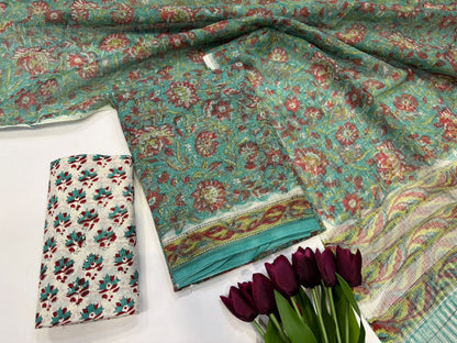 Hand Block Printed Kota Doriya Suit