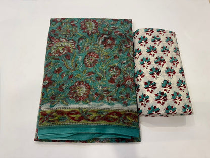 Hand Block Printed Kota Doriya Suit