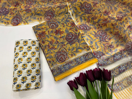 Hand Block Printed Kota Doriya Suit