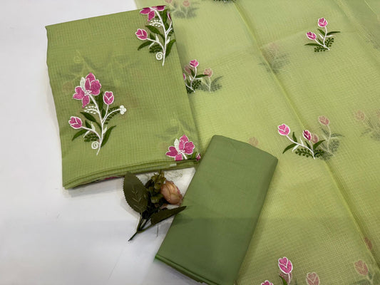Green Boota Embroidery Kota Doriya Suit