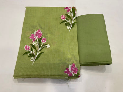 Green Boota Embroidery Kota Doriya Suit