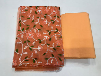 Coral Whispers Embroidery Kota Doriya Suit