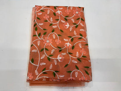 Coral Whispers Embroidery Kota Doriya Suit