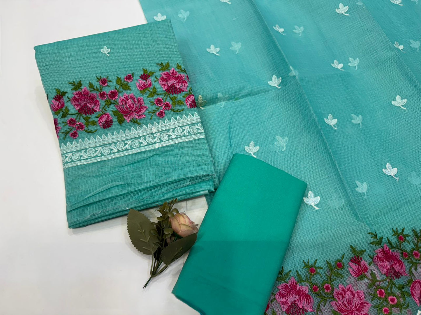 Sea Green Embroidery Kota Doriya Suit