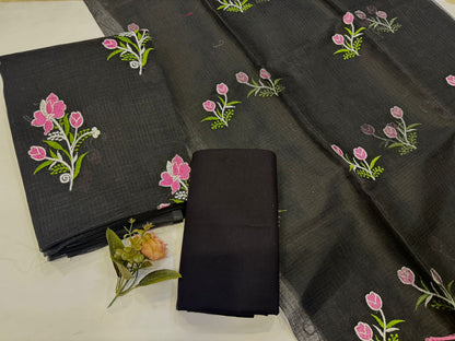 Black Pink Embroidery Kota Doriya Suit