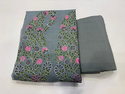 Gray Embroidery Kota Doriya Suit