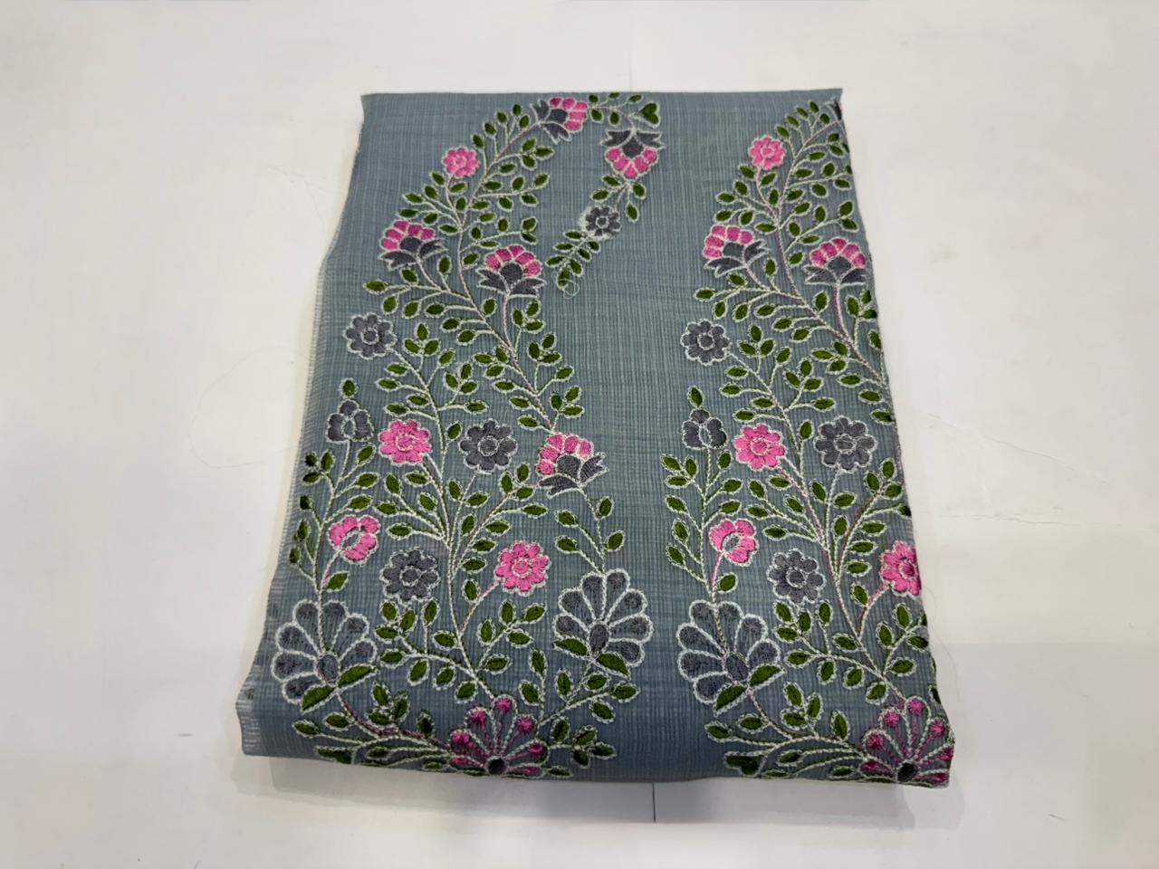 Gray Embroidery Kota Doriya Suit