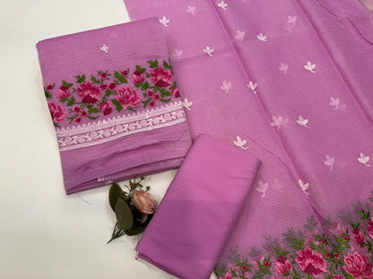 Mauve Pink Embroidery Kota Doriya Suit