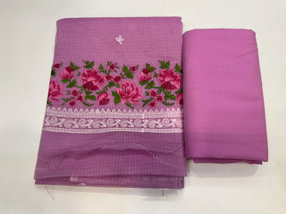 Mauve Pink Embroidery Kota Doriya Suit