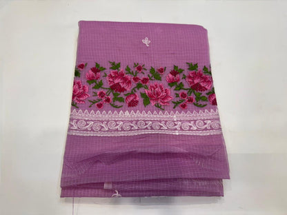 Mauve Pink Embroidery Kota Doriya Suit