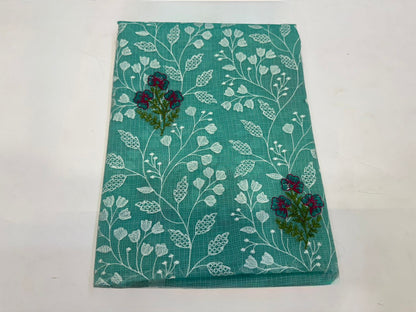 Sea Green Fern Embroidery Kota Doriya Suit