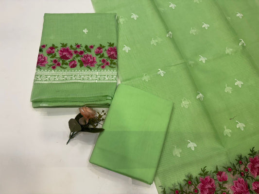 Light Green Embroidery Kota Doriya Suit