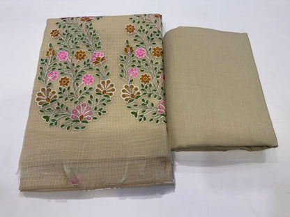 Beige Embroidery Kota Doriya Suit