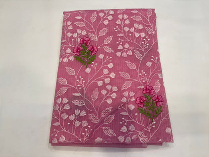 Pink Fern Embroidery Kota Doriya Suit