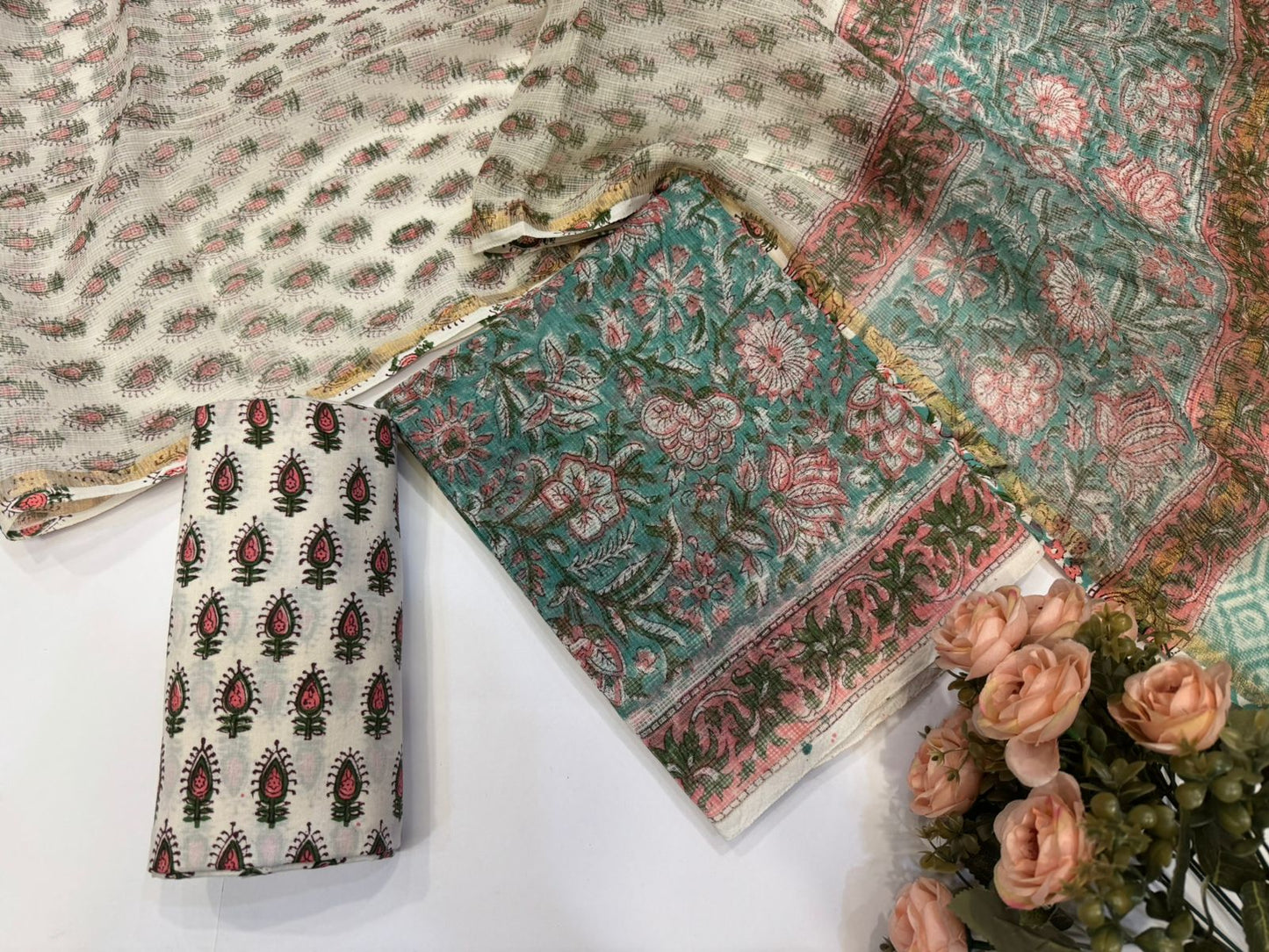 Hand Block Printed Kota Doriya Suit