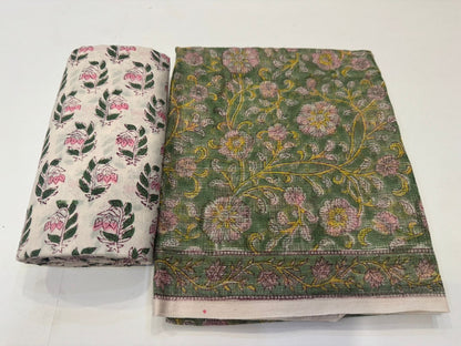 Hand Block Printed Kota Doriya Suit