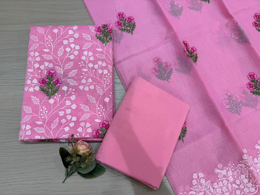 Pink Boota Serenity Embroidery Kota Doriya Suit
