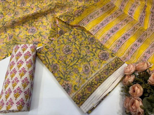 Hand Block Printed Kota Doriya Suit