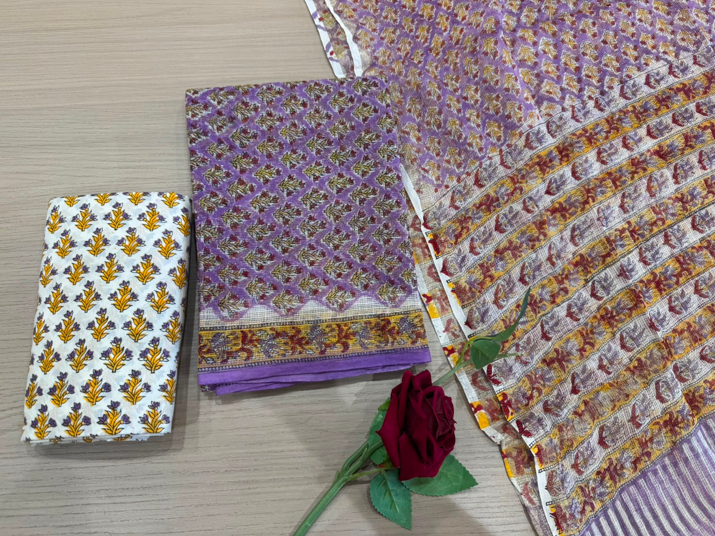 Hand Block Printed Kota Doriya Suit