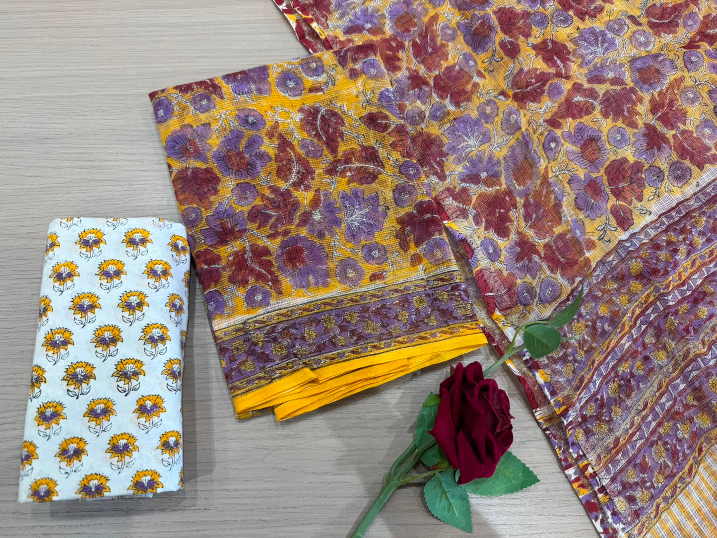 Hand Block Printed Kota Doriya Suit