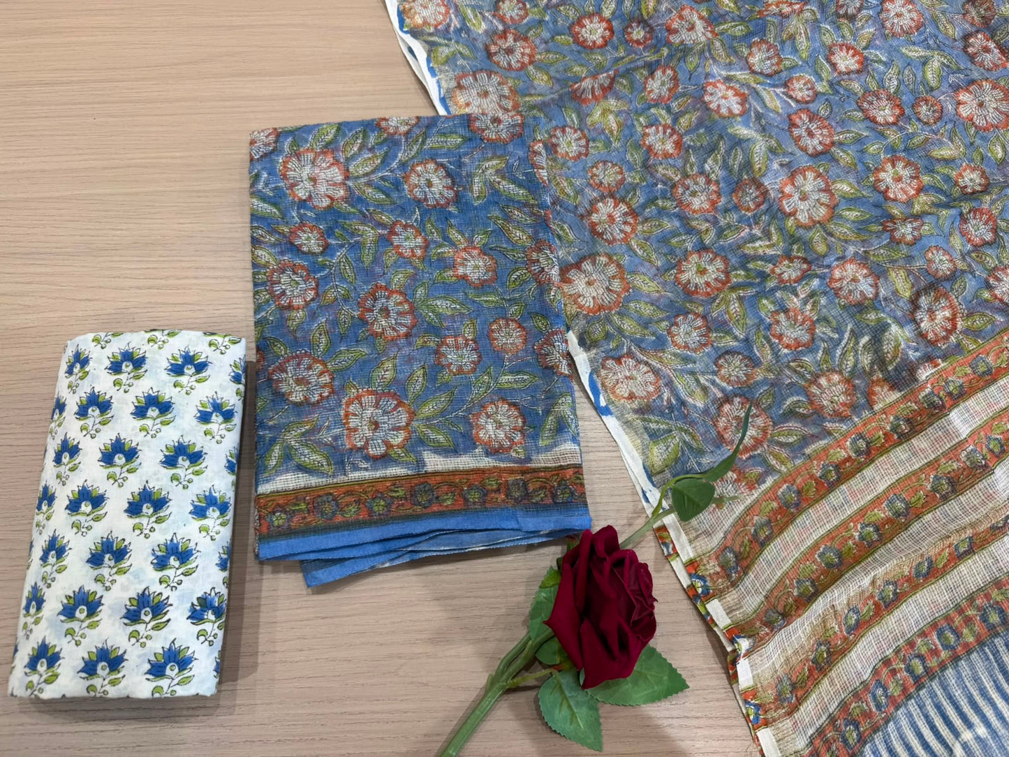 Hand Block Printed Kota Doriya Suit