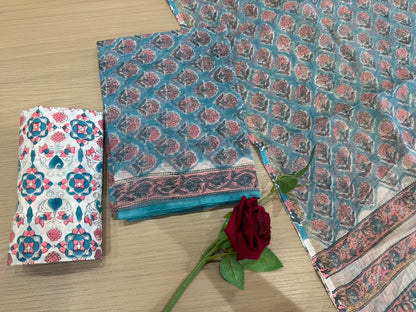 Hand Block Printed Kota Doriya Suit