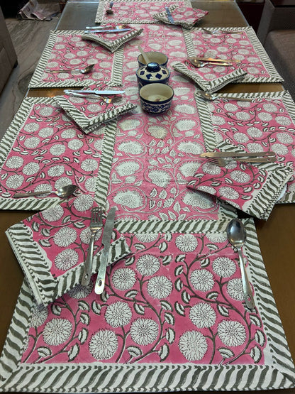 Hand Block Printed Dining Mat Set