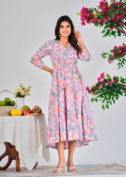 Serene Floral Cotton Dress