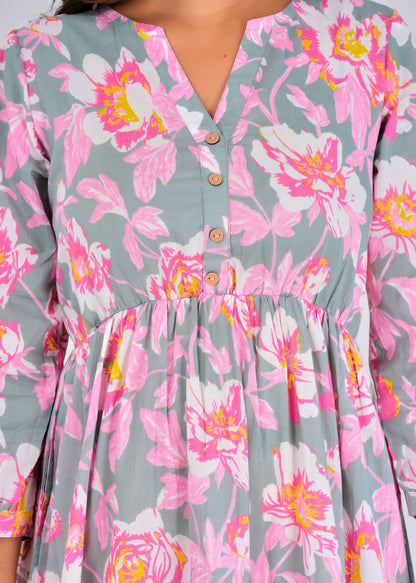 Serene Floral Cotton Dress