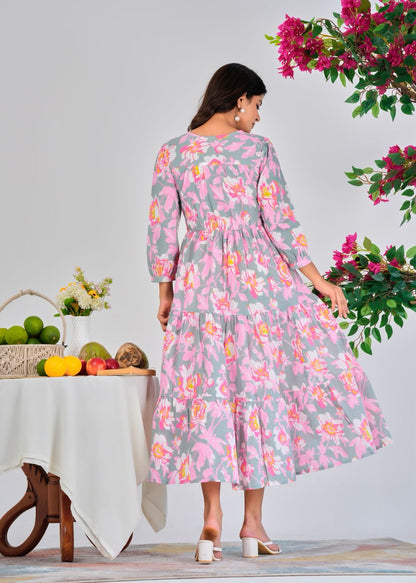Serene Floral Cotton Dress
