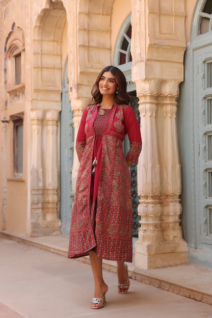 Red Heritage Dress with Shrug