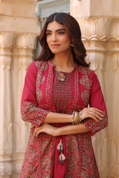Red Heritage Dress with Shrug