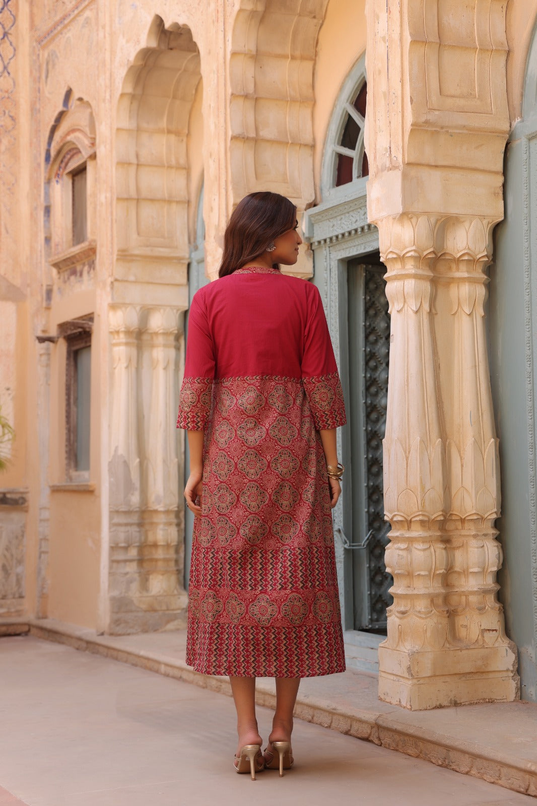 Red Heritage Dress with Shrug