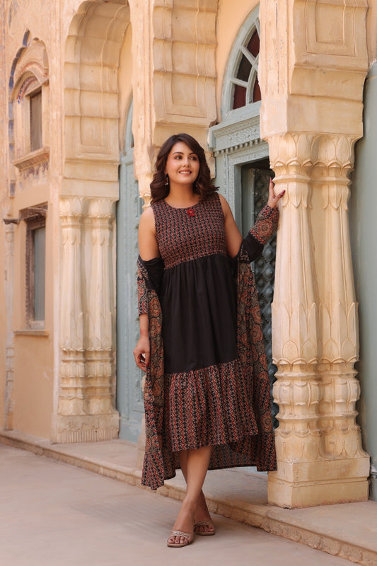 Black Heritage Dress with Shrug