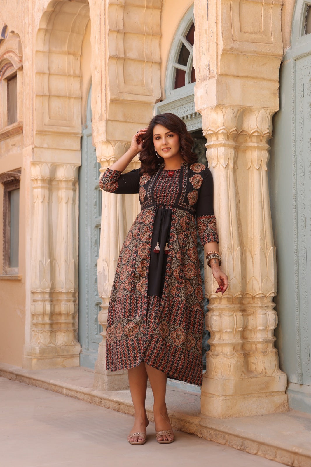 black dress with shrug Black Heritage Dress with Shrug