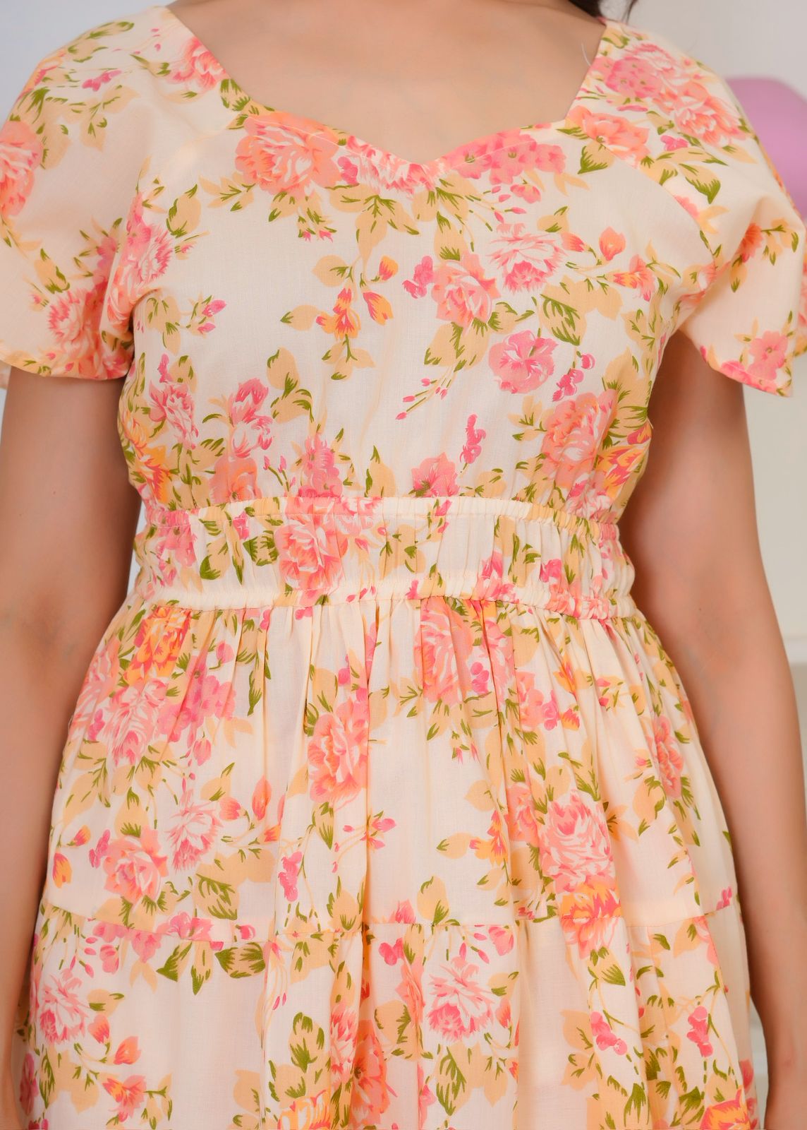 Summer Petal Cotton Short Dress