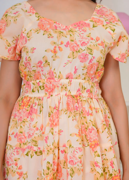 Summer Petal Cotton Short Dress