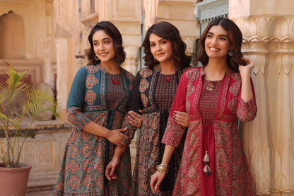 Red Heritage Dress with Shrug
