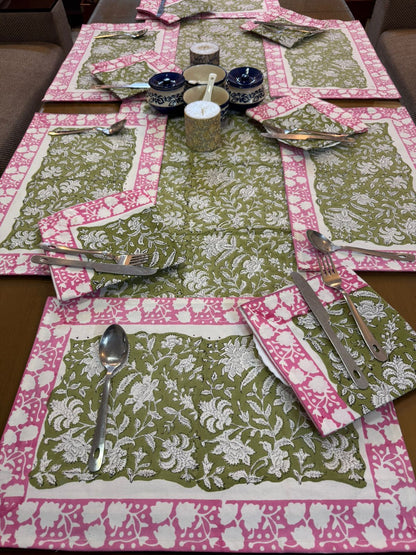 Hand Block Printed Dining Mat Set