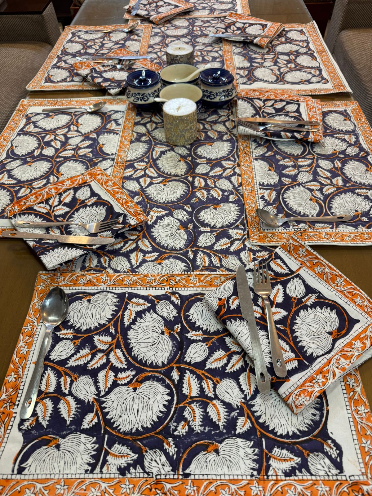 Hand Block Printed Dining Mat Set