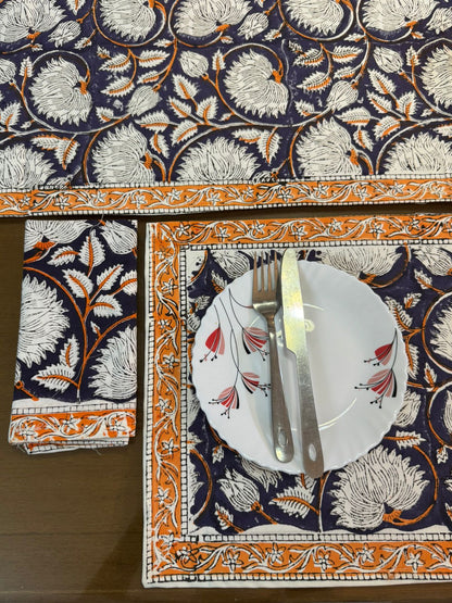 Hand Block Printed Dining Mat Set