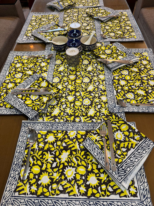 Hand Block Printed Dining Mat Set