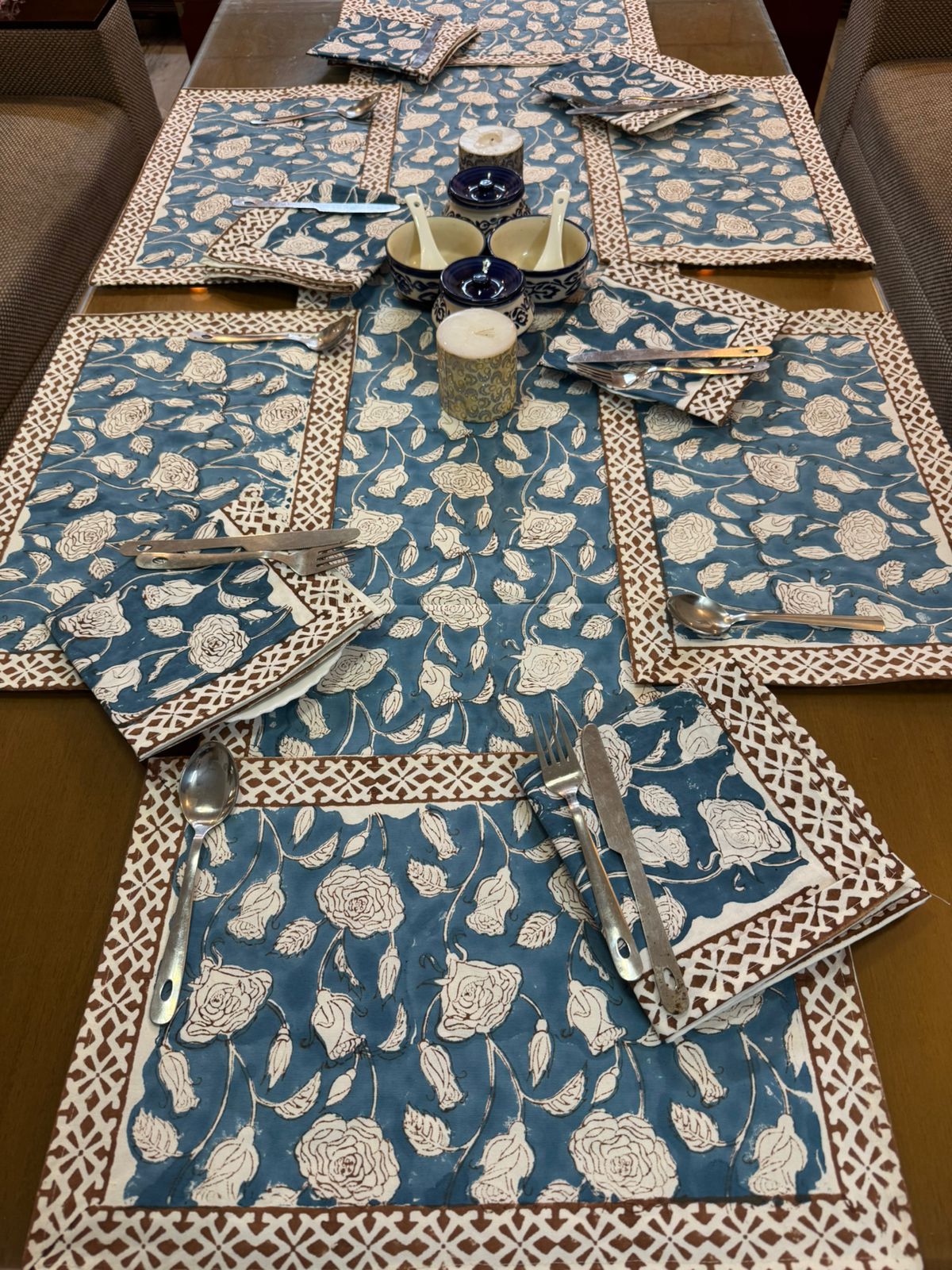 Hand Block Printed Dining Mat Set