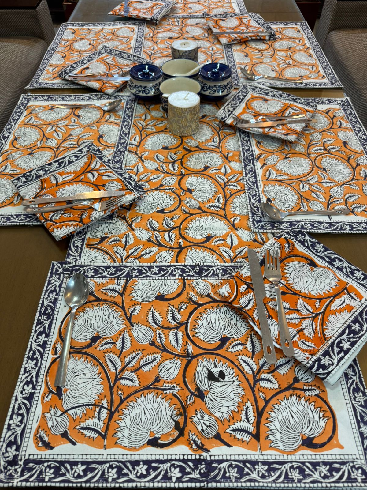 Hand Block Printed Dining Mat Set