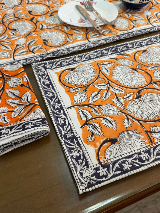 Hand Block Printed Dining Mat Set