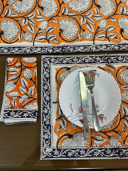 Hand Block Printed Dining Mat Set