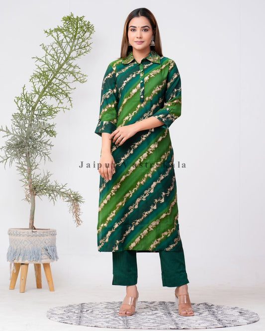 cotton printed kurti pant set