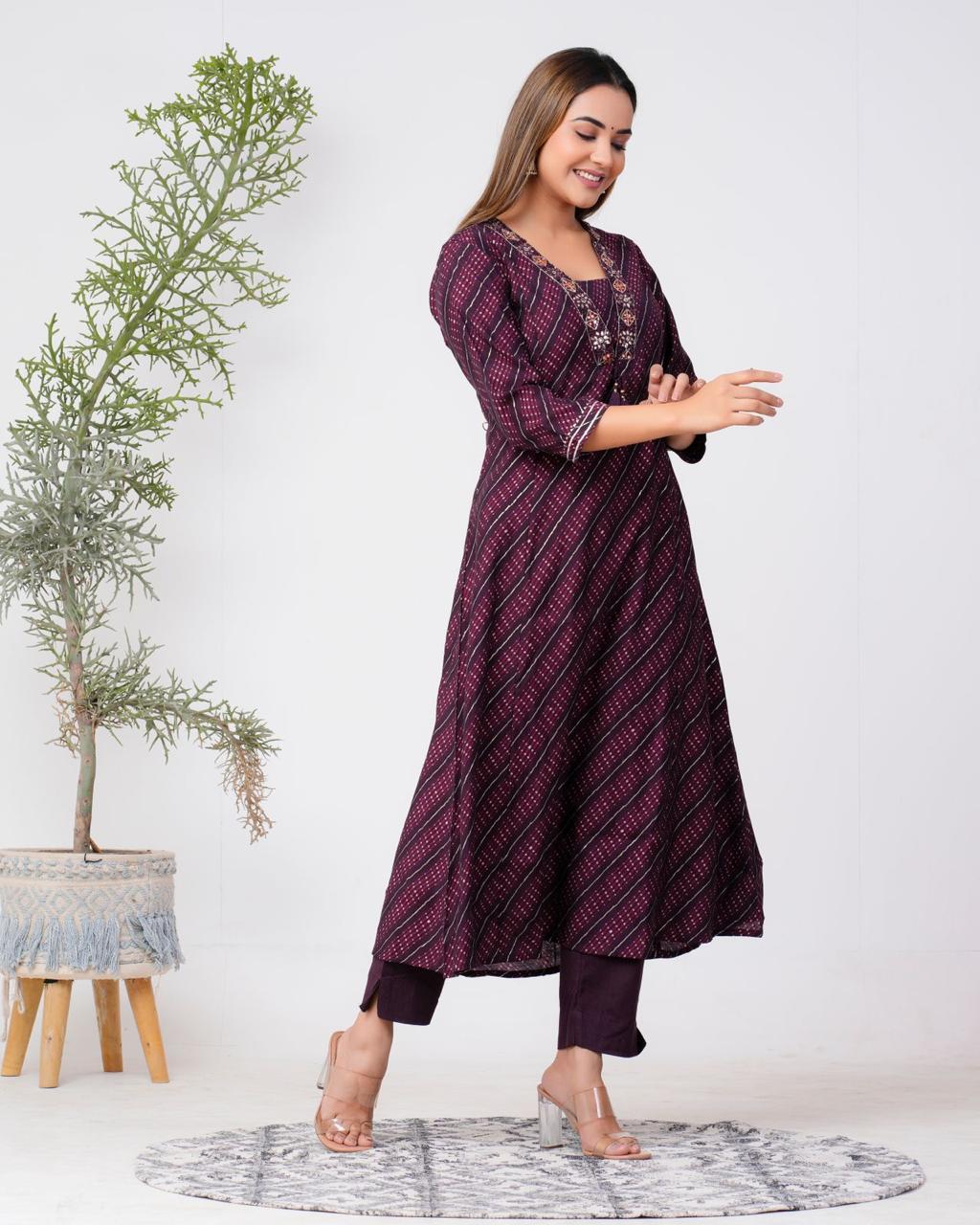 cotton printed kurti pant set