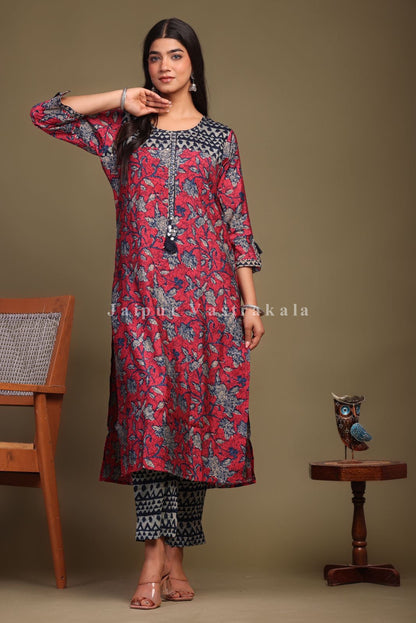 cotton printed kurti pant set